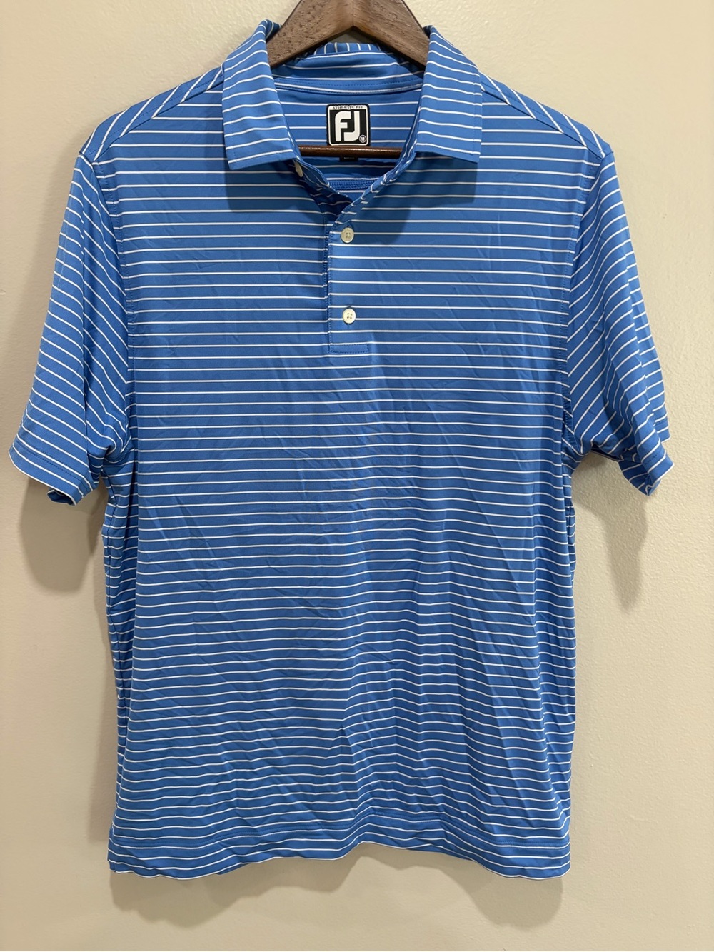 FootJoy Light Blue & White Striped Polo Shirt